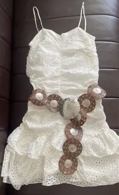 ヴィンテージ レース ミニ ワンピース ホワイト キャミワンピ Y2K 古着 白