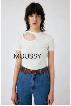 MOUSSY 半袖 リブカットソー ホワイト Fサイズ