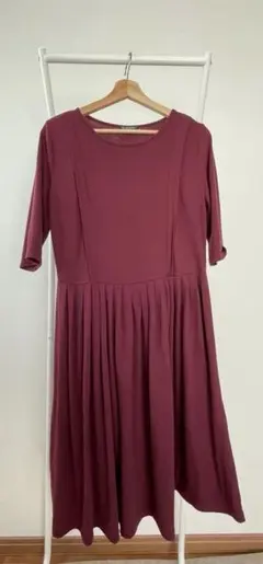 マタニティ　授乳服　ボルドーカラー ギャザーワンピース M-Lのサムネイル