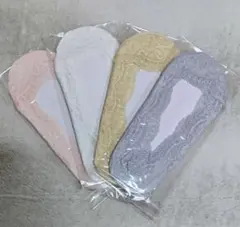 レディース レース フットカバー 滑り止め付き 4色セット