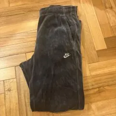 00s NIKE ベロア　トラックパンツ ジャージ 黒 刺繍ロゴ ストレート