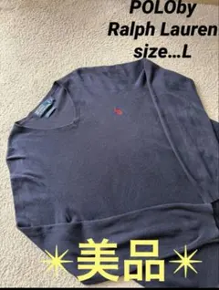 ✴︎美品✴︎ ポロバイラルフローレン　メンズ　ニット　セーター　ネイビー　Ｌ