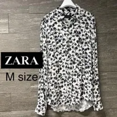 ZARA ザラ 総柄 フラワー 花柄 長袖シャツ モロッコ製 シャツ モード M