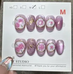 47番(オーダー制)マグネットミラーフラワーネイルチップ - メルカリ