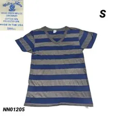 Velva Sheenポケット付きボーダーVネックTシャツ