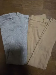 X'masセール♥️ユニクロヒートテックキャメルと千鳥格子柄のスキニーパンツ　Ｓ