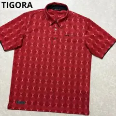 ティゴラ★総柄★薄手ストレッチ★ポロシャツ【メンズ サイズLL】