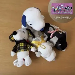未使用品＊スヌーピー マスコット ぬいぐるみ 計4点 75th ステッカー付き
