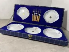 昭和レトロ 和柄 デザートプレート 5枚 フォーク5本 セット 未使用 元箱付き