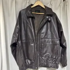 ダークブラウン合成皮革ジャケット
