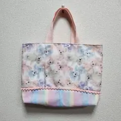 小さめレッスンバッグ　絵本バッグ　お道具バッグ　ゆめかわくまさん　ミニトート