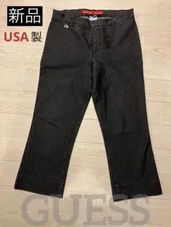 ゲス／クロップド.ブラックデニムジーンズ・インポート