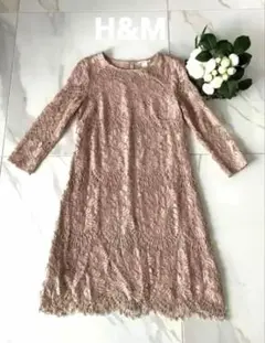 H&M エイチアンドエム 限定品 花柄 レース Aライン 膝丈ワンピース