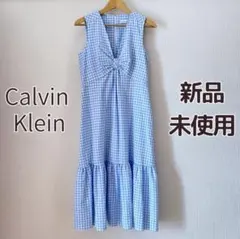 Calvin Klein チェック柄 ノースリーブワンピース