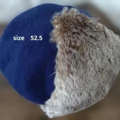 ネイビーウールファーベレー帽