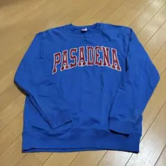 ロゴ入り 青色 クルーネック トレーナー