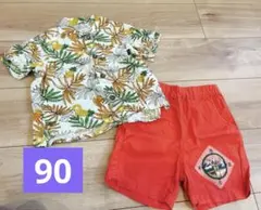 【美品】マーキーズ　ハーフパンツ　ブリーズ　BREEZE アロハシャツ　90