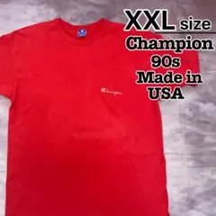 USA製　90s　Champion　Tシャツ　XXL　レッド　オレンジ　ロゴ
