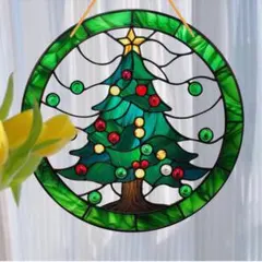 【数量限定】サンキャッチャー ステンドグラス風　アクリル　飾り クリスマスツリー