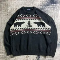 00s Chaps チャップス ニット ブラック ネイティブ柄 総柄 コットンのサムネイル