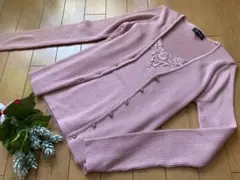 ミッシュマッシュのクリスタルボタンカーディガン&レースキャミソール　アンサンブル