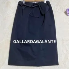 a276【ガリャルダガランテ】美品ネイビー リボン付ミモレ丈タイトスカート日本製