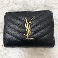 最終値下げ⭐️SAINT LAURENT 2つ折り財布 キャビアスキン YSL 黒のサムネイル