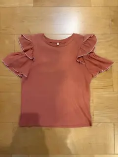 GU フリル袖　オレンジ Tシャツ