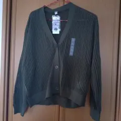ユニクロ　メッシュVネックショートカーディガン　XL Olive