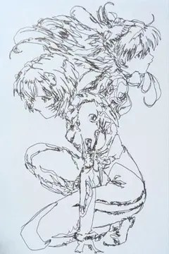 綾波レイ。アスカラングレー。ファンアート。ボールペン画。手描きイラスト。一筆書き