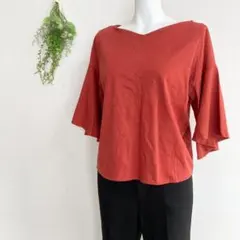 シップス◇フレアスリーブカットソー【S～M】日本製 コットン100 テラコッタ