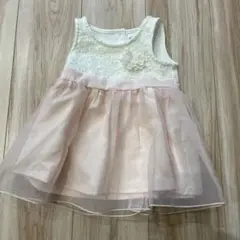 ベビードレス クリーム色とピンク サイズ80