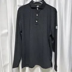 フットジョイFJ クロスドット柄 長袖ゴルフポロシャツ　黒　美品