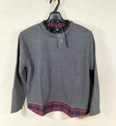 新品★裏起毛トレーナー　重ね着風　襟付き　グレー　M～Lサイズ