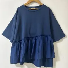 LOWRYS FARM ⭐️ 春物　切り替え　プルオーバー　Tシャツ　ブルー