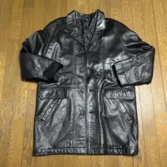 ノーブランド レザーコート レザージャケット ブラック ストリートvintage