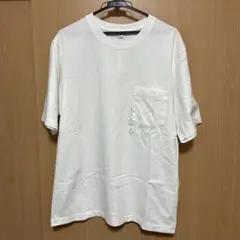 ユニクロ　オーバーサイズポケツキTシャツ 5分袖 白 L