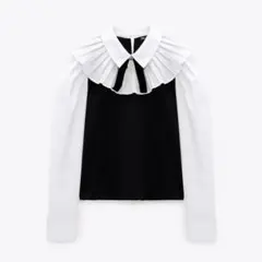 ZARA プリーツ襟デザインの長袖シャツ XS