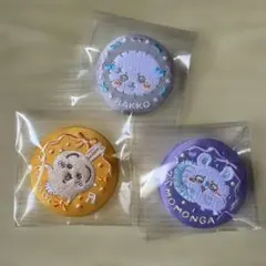 ちいかわ 刺繍缶バッジ 3種セット うさぎ モモンガ ラッコ