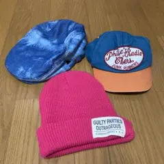 キャップ・帽子 3点セット (青・オレンジ・ピンク)
