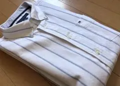 TOMMYHILFIGER 長袖コットンBDシャツ 白x青ストライプXL〜XXL