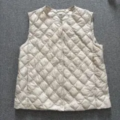 UNIQLO ウォームパデッド キルティングベスト XL アイボリー