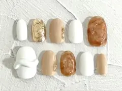 201.ニュアンスネイル　ミラー　個性派　夏ネイル　ブラウン　韓国　ぷっくり