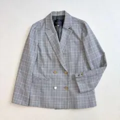 美品 JUSGLITTY グレンチェック 金ボタン きれいめ 通勤 M ダブルのサムネイル