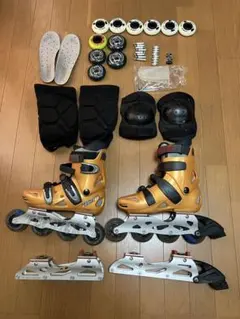 オレンジ インラインスケートセット　24.5センチ