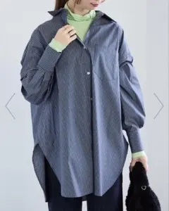 Techichi テチチ　ストライプ ロングシャツ　レギュラーカラー　フリー