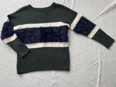 OneWeyダークグリーン ネイビー セーター