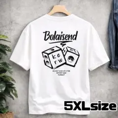 メンズ Tシャツ 6L バックプリント ストリート サイコロ 白