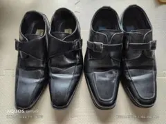 ダブルモンクストラップ ビジネスシューズ ブラック