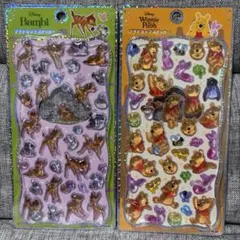 〈正規品〉プチドロップステッカー　バンビ　プー　ディズニー　2点セット